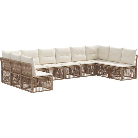 Gartensofa-set 10 pcs Beige Poly-Rattan vidaXL