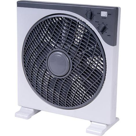 TrAdE Shop Traesio - Ventilatore Quadrato Box Fan 45 Watt 30 Cm Con Timer Bianco Grigio 5 Pale 5340054 - (1/2)