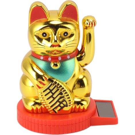 Solarbetriebene winkende Katzenfigur mit erhobener Pfote – Glücksbringer für Reichtum und Wohlstand (1/5)