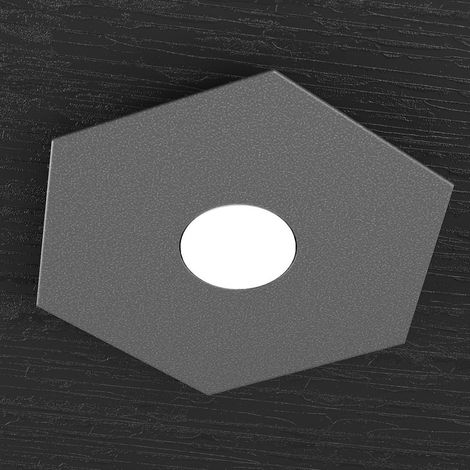 Plafoniera Industrial-Minimal Hexagon Metallo Antracite 1 Luce Led 12W (1/4)