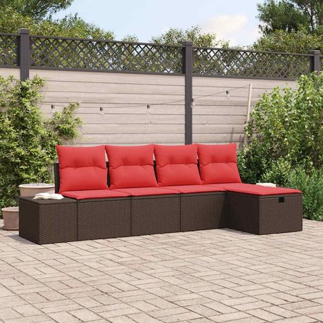vidaXL Gartensofa-set mit Kissen 5 pcs Braun Poly-Rattan (1/5)