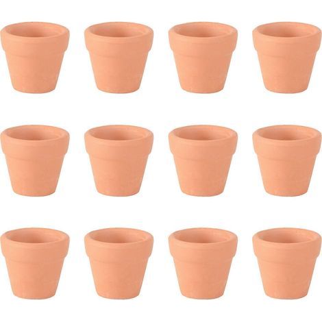 Lot de 12 mini pots en terre cuite (3 x 3 cm) en céramique, parfaits pour cactus, plantes grasses et autres petits pots de pépinière. Idéaux pour les loisirs créatifs et les cadeaux de mariage. (1/3)
