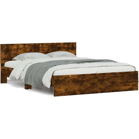 Maison Exclusive - Bettgestell mit Kopfteil Räuchereiche 150x200 (1/5)