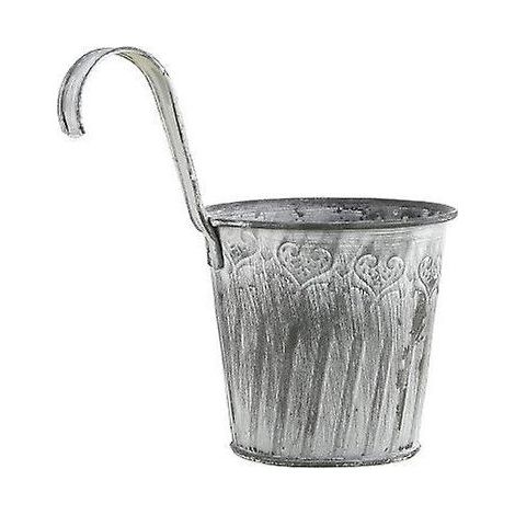 1 maceta colgante de 9,5 x 9,5 x 7 cm, estilo vintage, de metal, para uso interior y exterior. (1/3)