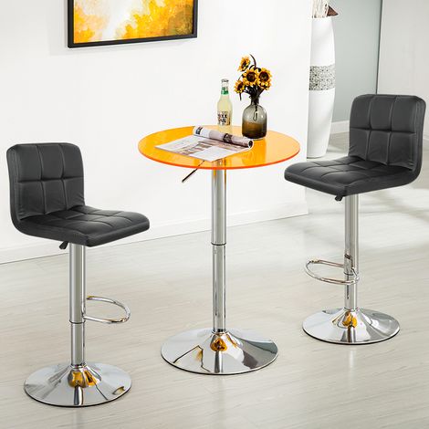 SiFree®2 Tabourets de bar fautruil chaise en hauteur reglable 6 grilles en simili (noir) 93-113cm (1/5)