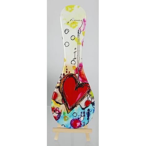 Linea Due Elle Poggia Cucchiaio Ceramica Decorazioni Cuori 10 x 27,5 Cm