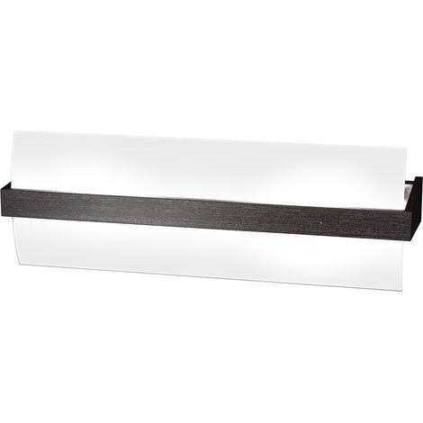 Applique Contemporanea Wood Metallo Nerowengè Vetro Bianco 2 Luci E27 L40Cm