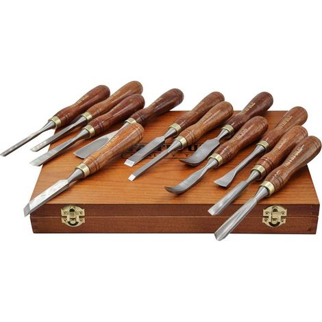 Faithfull Wood Carving Chisels Set in Case, 12 Piece (1/5)