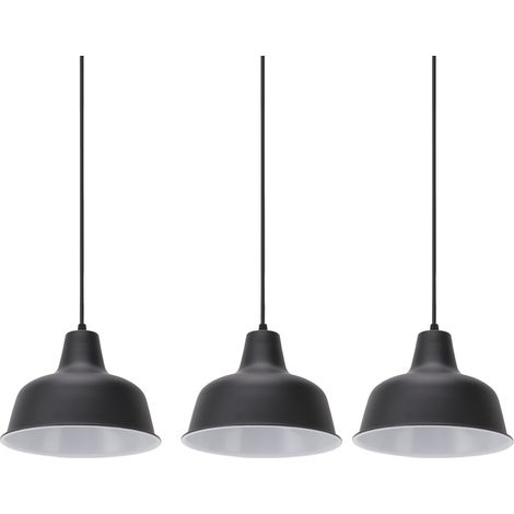 Ensemble de 3 suspensions réglables de style grange en fer, 110-240 V, adaptées aux bars et restaurants à domicile. (1/5)