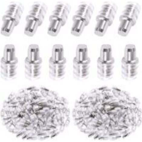 Pack of 30 Shelf Brackets for 5mm Drill Holes, Rubberized, Insert Shelf Pins for Wooden and Glass Shelves (1/5)