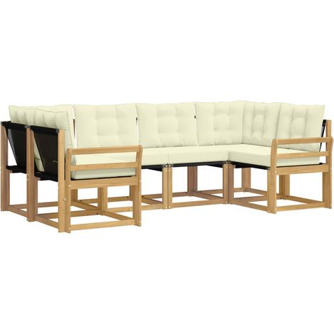 Outdoor Sofa Set with Cushion 6 pcs White and Cream vidaXL