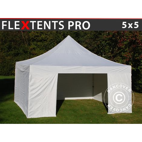 Pop up gazebo FleXtents PRO 5x5 m White, incl. 4 sidewalls