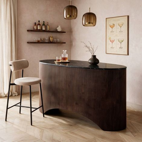 Meuble bar en bois de manguier et en marbre Néraly (1/5)