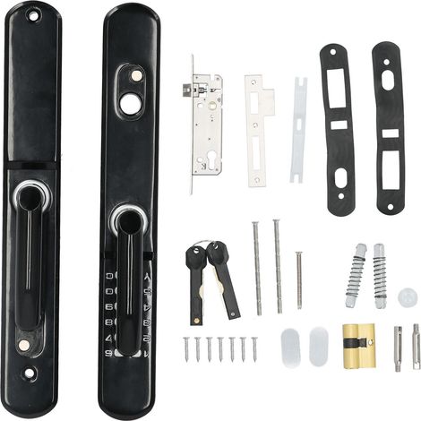 Serrure à code extérieure en aluminium noir, étanche et antirouille, avec poignée levante sécurisée et clé, pour porte 30-100mm (1/4)