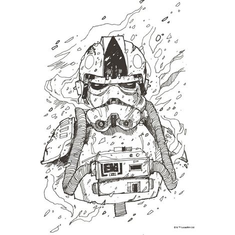 Poster d'Art Star Wars Pilote de Chasseur Dessin - 30 x 40 cm (1/2)