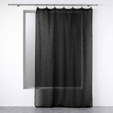 Rideau Voilage à Anneaux "Linka" 140x240cm Noir (1/5)