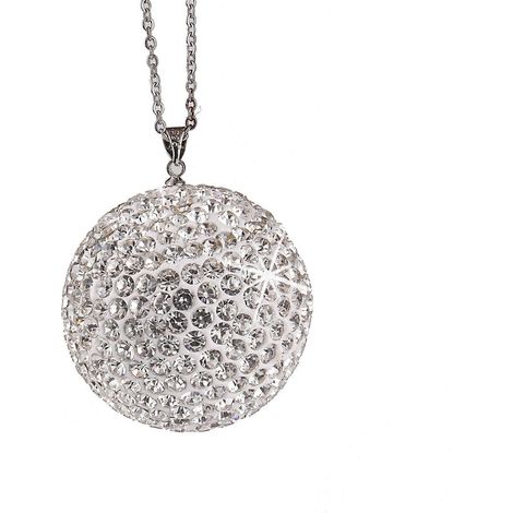 Pendentif boule de cristal pour rétroviseur de voiture Bling Bling, accessoire intérieur de voiture incrusté de diamants (blanc) (1/4)