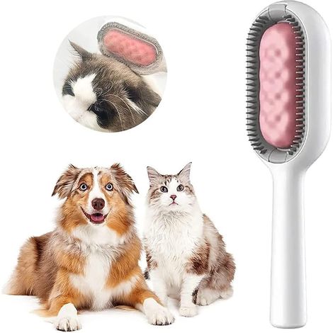 Universal Pet Tangle Remover, Portable Multifunctional Pet Cleaning Brush for Cleaning and Grooming Pet Hair(pink long) (1/5)