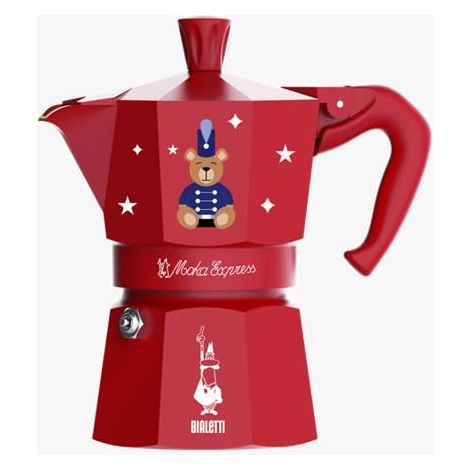 Bialetti Moka Express Weihnachten 2025 Joyful Memories, Espressokocher 3 Tassen 130ml, Sonderedition Rot aus Aluminium