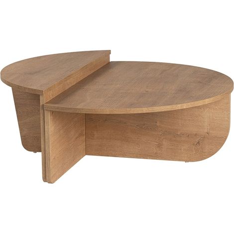 Mesa de centro, fabricada en tablero revestido de melamina, acabado roble, diseño moderno. (1/5)