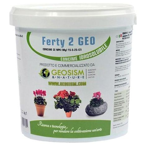 Ferty 2, NPK(Mg) 15-5-25+(2) + microelementi (1 kg), concime in polvere idrosolubile per piante e fiori