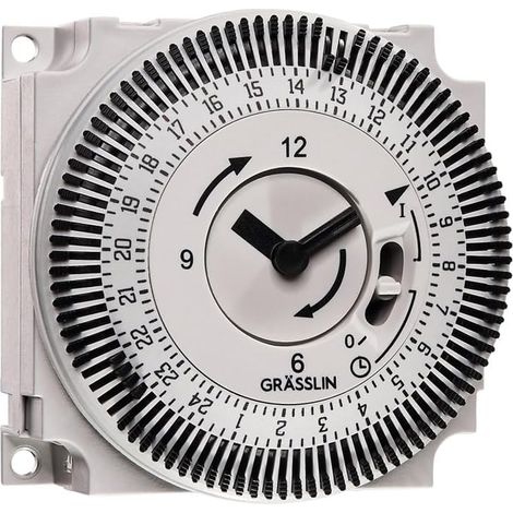 Grässlin 02.76.1002.1 FM/1 Q TuZH - Zeitschaltuhr analog, 1-Kanal Schaltmodul, 110✔230 V AC, 16 A, Tagesprogramm, 15 Min Schaltzeit, Quarz, IP20, für Pumpen, Motoren & mehr (1/5)