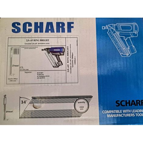 2,8x65 Nägel, verbunden mit Scharf-Papier