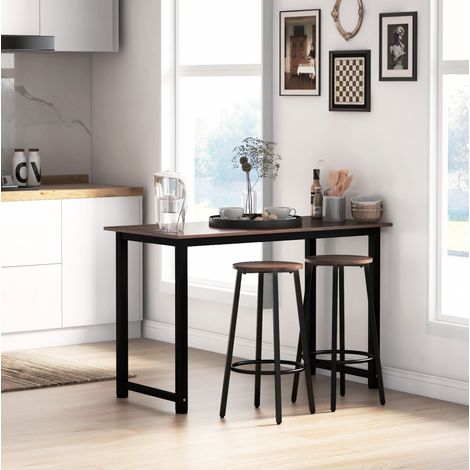 Tabouret de bar industriel marron en contreplaqué et acier, lot de 2, 42 x 42 x 65 cm (1/5)