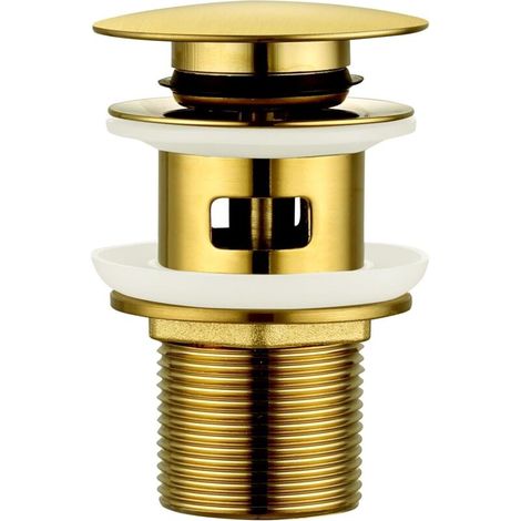 Piletta di scarico universale in ottone con troppopieno per lavabo e lavandino, colore oro