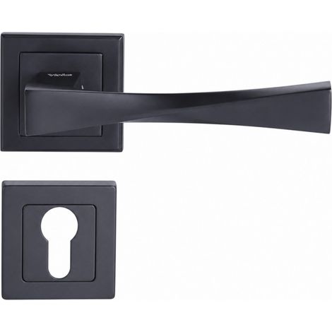YALE - YPP7-V-PE Poignée de porte carrée de 7 noir YALE - Modele Verona - passage de cylindre euro (1/4)
