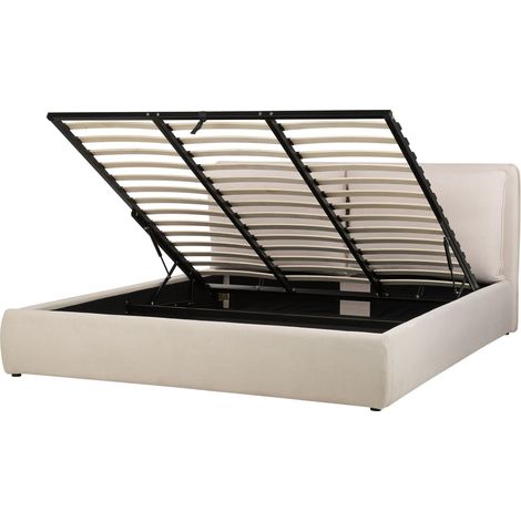 Ottoman Bed Fabric BAJONNA 180 x 200 cm (EU Super King) Light Beige