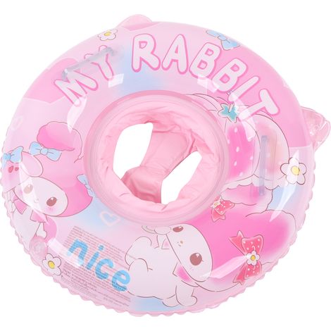 Aufblasbarer Babyschwimmer mit Sicherheitsgriffen, niedlicher rosa Aufdruck, für Kleinkinder. (1/5)