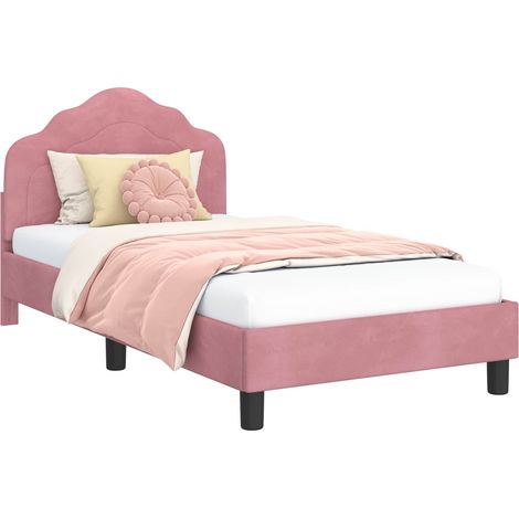 Children's Bed Frame with Headboard Pink 80 x 160 cm Velvet vidaXL
