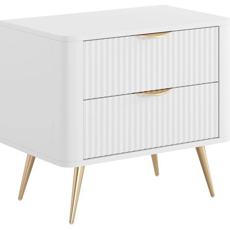 Mesilla de noche Lectum, Blanco, Número de cajones: 2, Número de puertas: 0, 56x64x38cm, MDF, Aglomerado laminado (1/5)