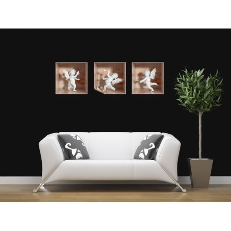 Sticker effet 3D 3 anges marbre rose 30 x 90 cm (1/3)