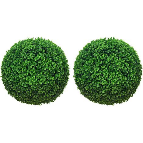 Lot de 2 boules de buis artificielles de 40 cm décoration pour intérieur ou extérieur vert (1/5)