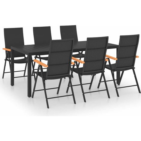 Maison Exclusive - Set da Pranzo da Giardino 7 pz Nero e Marrone (1/5)