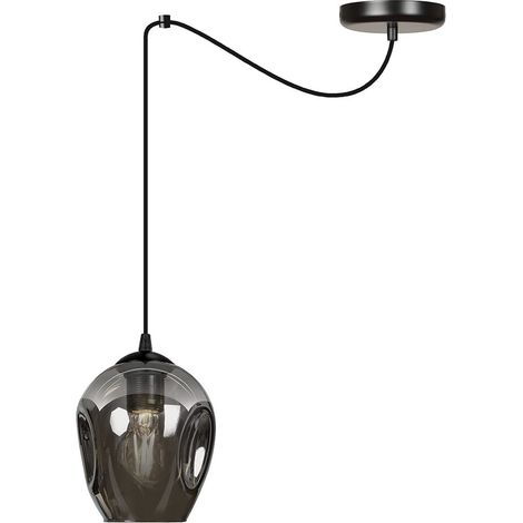 Suspension Emibig LEVEL 1xE27 verre noir graphite Ø14cm (1/4)