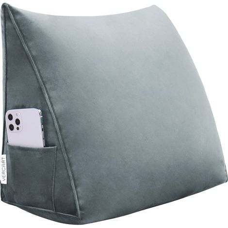 VERCART Grande cuscino per la lettura a cuneo, cuscino lungo per la schiena, cuscino decorativo per la testata del letto, cuscino triangolare per il posizionamento del corpo per il daybed o il divano 