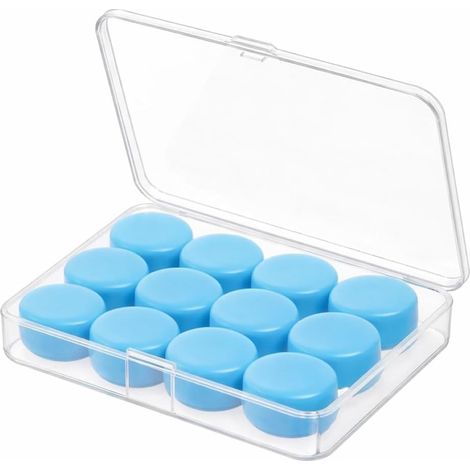 12 Paires Bouchons d'Oreilles pour Dormir et Piscine, Bouchon d'Oreille Anti Bruit en Silicone Souple et Malléable, Protection Auditive pour Sommeil, Natation, Avion, Ronflement, Bleu (1/5)
