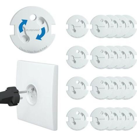 Lot de 20 cache-prises français pour bébé – Protection électrique révolutionnaire, mécanisme pivotant adhésif 3M (sans clé), pour la sécurité des enfants à la maison, cache-prises (1/5)