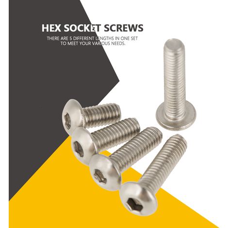 Coffret de 400 vis à tête hexagonale creuse M3 en acier inoxydable 304 (tête hexagonale et tête plate), avec boîte. (1/5)