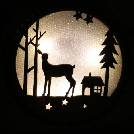 Leuchtende Dekoration, Holzanhänger, rund, 11 cm (1/4)