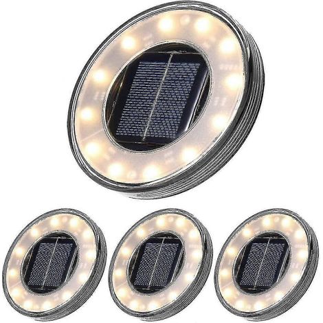 4er-Pack LED-Solar-Stehleuchten, 12 LEDs, wasserdicht (IP68), Straßenbeleuchtung, Erdbeleuchtung, geeignet für Wege, Gärten, Terrassen.