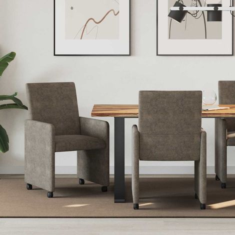 Esszimmerstühle mit Rollen 2 pcs Dunkelgrau 57 x 66 x 94 cm