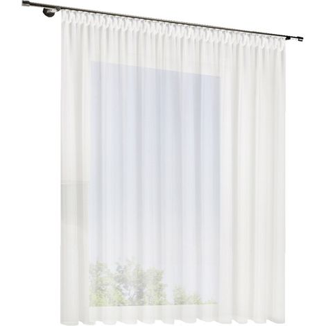 Store Laura weiß, 300 x 175 cm Faltenvorhang (1/2)