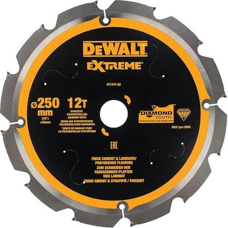 Lame de scie circulaire DEWALT PCD 250/30 mm 12Z DT1474-QZ