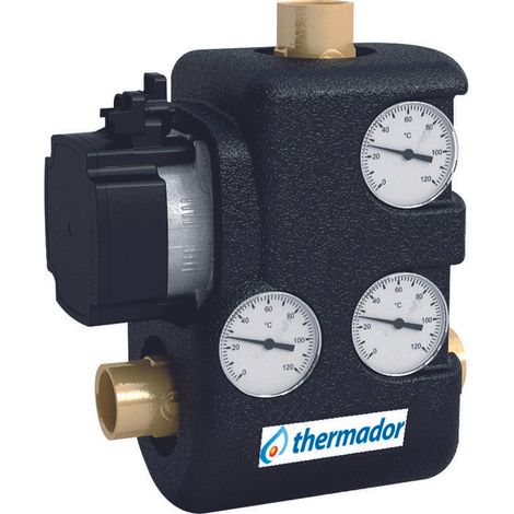 Thermador – Combi thermovar circulateur électronique 1'1/4 – Débit 2,8 m3/H – Corps laiton – Isolation polypropylène EPP – Pour chaudières jusqu'à 65 Kw