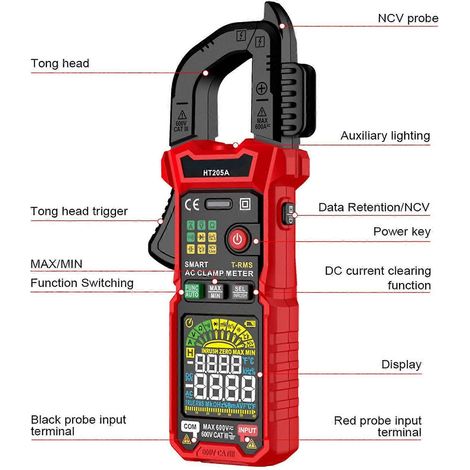 Digitales Zangenmessgerät mit NVC-LED-Schutz gegen Verbrennung, Multifunktions-Multimeter, Strom- und Spannungsprüfer (1/4)