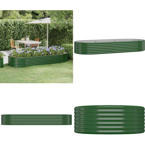 Hochbeet Pulverbeschichteter Stahl 249x100x36 cm Grün - Hochbeet - Gartenhochbeet - Pflanzkübel - Stahlteich - Grün - Home & Living (1/5)
